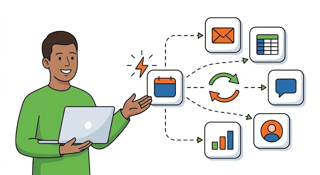 i-Reserve connected to Zapier: reservations, customers and orders flow automatically to other apps such as email marketing, spreadsheets and chat