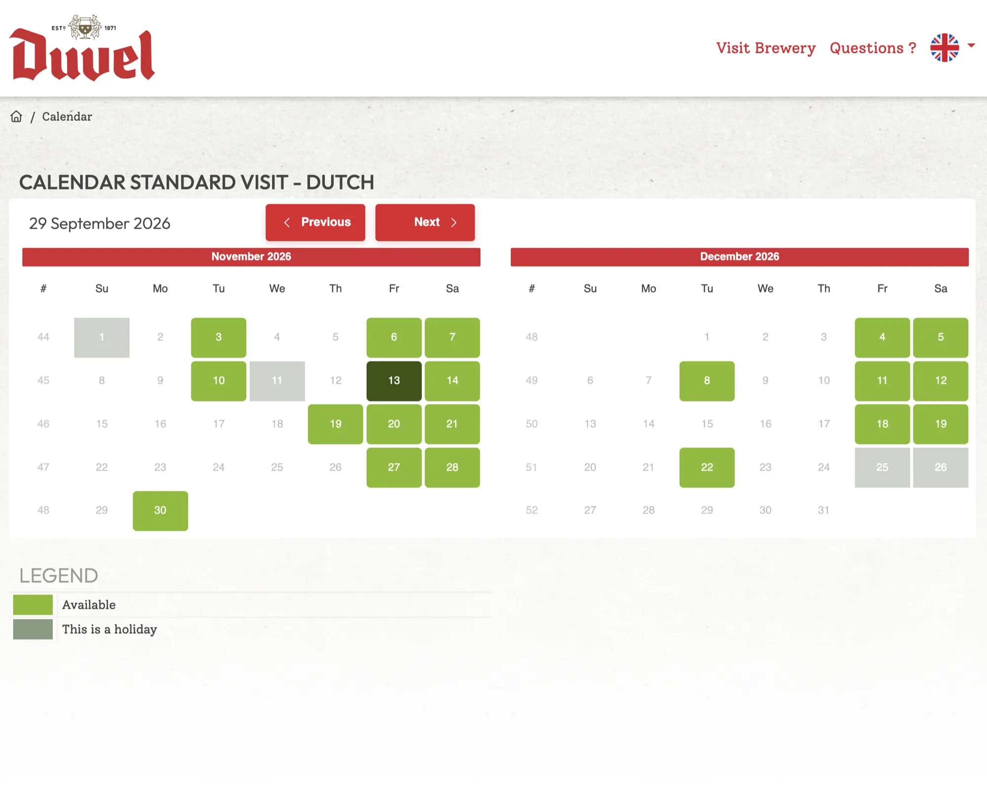 Bookingdialog hos Duvel