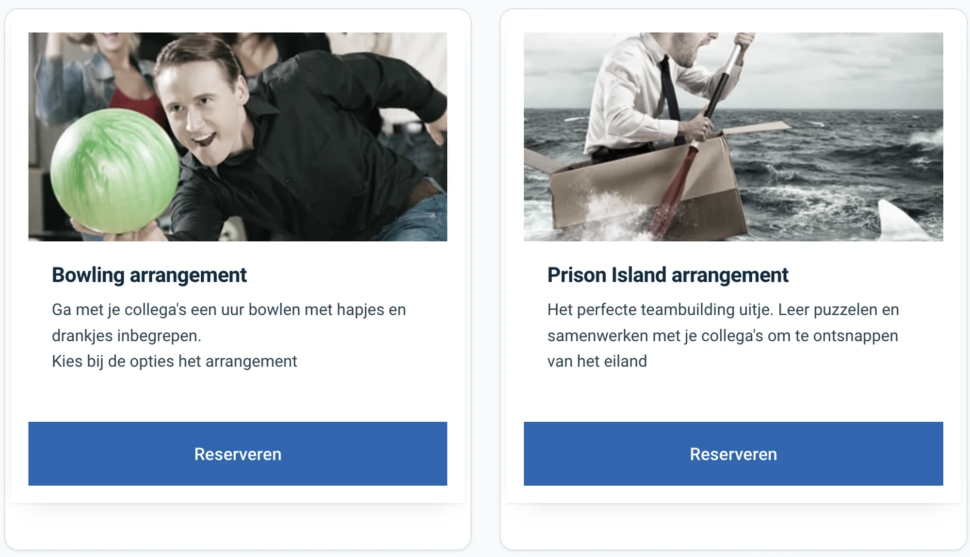 Booking dialog of the activities demo